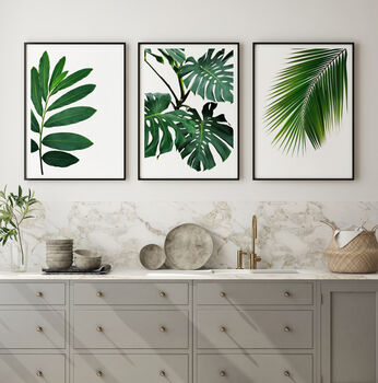 Set Of Three Botanical Green Leaves Prints, 8 of 10