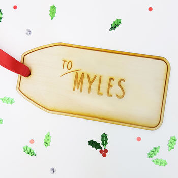 Personalised Large Wooden Christmas Gift Tag, 2 of 4