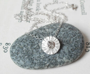 Raw Diamond Daisy Necklace In Sterling Silver, 3 of 4