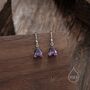 Sterling Silver Dark Amethyst Purple Pear Cut Cz Drop Earrings, thumbnail 5 of 12