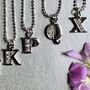 K P Q X Initial Necklace In Cz And Sterling Silver, thumbnail 1 of 2