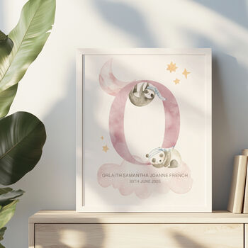 Personalised Sleeping Animals Nursery Print | New Baby Gift, 5 of 7