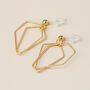 Gold Geometric Drop Earrings, thumbnail 2 of 3