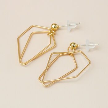 Gold Geometric Drop Earrings, 2 of 3