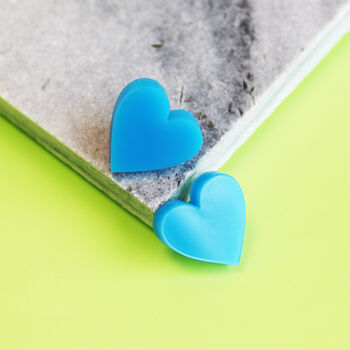 Blue Heart Acrylic Stud Earrings, 3 of 10