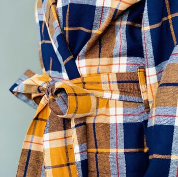 Dressing Gown In Check Brushed Cotton, 5 of 12