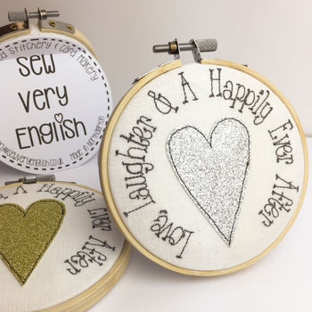 Love And Laughter Embroidered Sparkle Wedding Card, 2 of 4