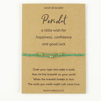 Peridot Wish For Happiness Wish Bracelet, 3 of 4