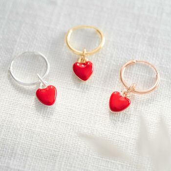 Enamel Heart Hoop Earrings, 4 of 8