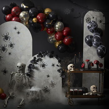 Halloween Backdrop With Hanging Spiders, Bats, Cobwebs, 3 of 3
