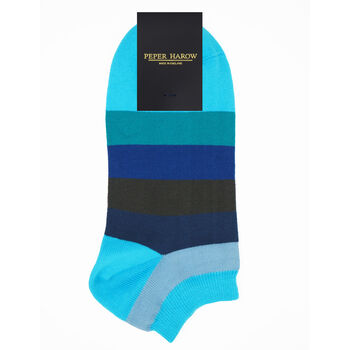 Block Stripe Aqua And Dash Mint Women's Trainer Socks, 8 of 9