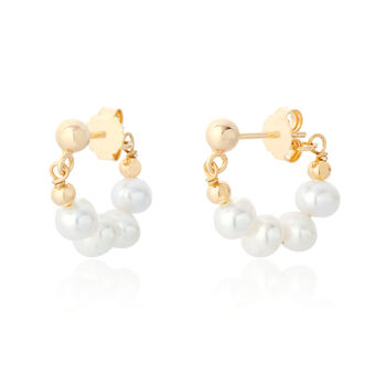Calliope 18ct Gold Plate Small Pearl Hoop Earrings, 2 of 2