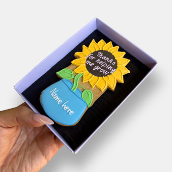 Personalised Thank You Teacher Sunflower Iced Biscuits Letterbox Gift, 3 of 10