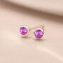 Mini Sterling Silver Bright Pink Opal Stud Earrings, thumbnail 7 of 11