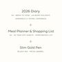 Meal Planner, Personalised 2026 Diary And Pen: Christmas Gift Set, thumbnail 2 of 11