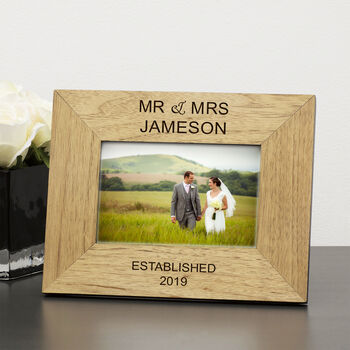 Personalised Mr And Mrs Wooden Photo Frame, 2 of 2