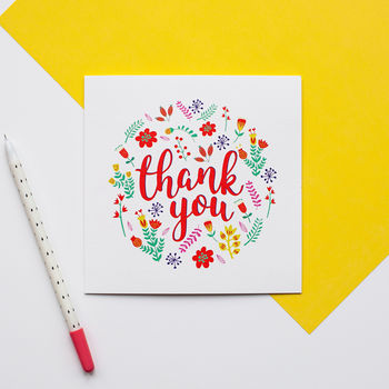 Floral Folk Thank You Card, 2 of 4