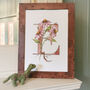 E Is For Echinacea Coloured Initial Print, thumbnail 2 of 10