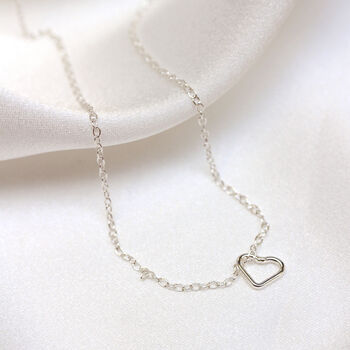 Fine Sterling Silver Belcher Anklet And Tiny Open Heart, 3 of 4