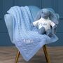 Personalised Toffee Moon Blanket And Dusky Blue Bunny, thumbnail 1 of 4