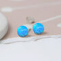 Blue Sterling Silver Opal Bead Stud Earrings, thumbnail 2 of 7