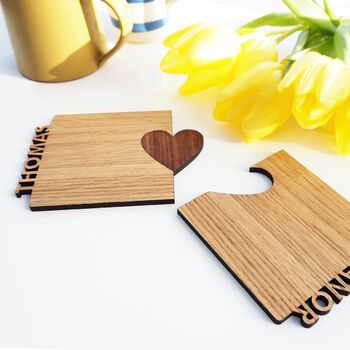 Set Of Two Personalised Heart Cut Out Coasters, 5 of 5