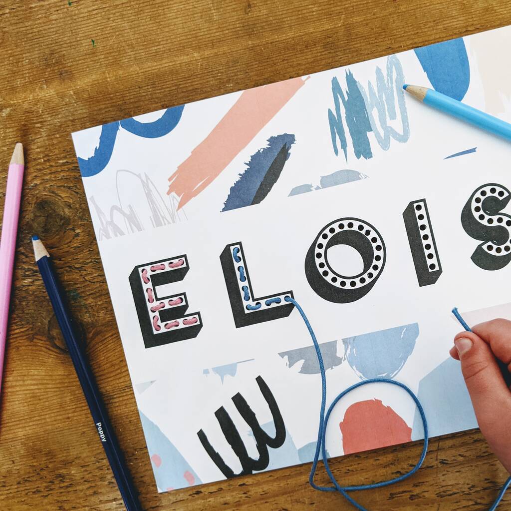 Image of Personalised Name Lacing Card A4