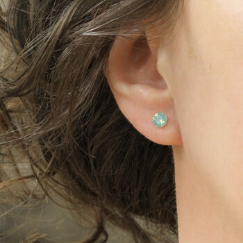 Sea Green Stud Earrings In Sterling Silver, 8 of 12