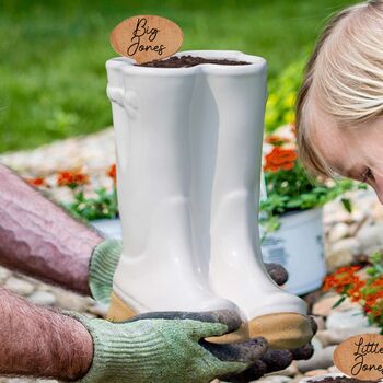 Two Personalised Welly Boots Planters Gift Set, 5 of 11