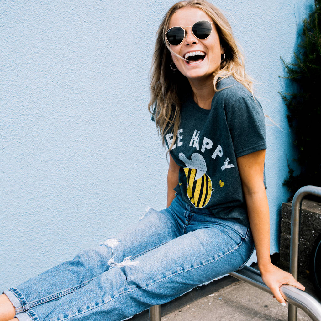Bee Happy Women's Slogan T Shirt By Batch1