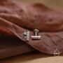 Sterling Silver Extra Tiny Cz Bar Internally Threaded Flat Back Earrings, thumbnail 4 of 8