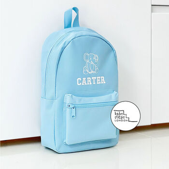 Blue Personalised Name Design Unisex Mini Backpack, 2 of 8