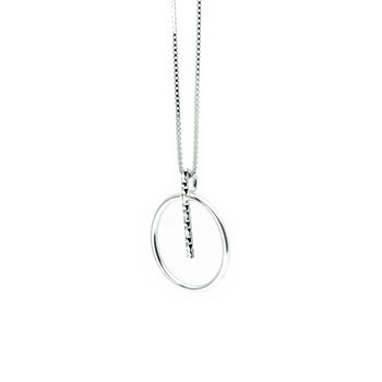 Silver Circle Bar Geometric Necklace, 5 of 9