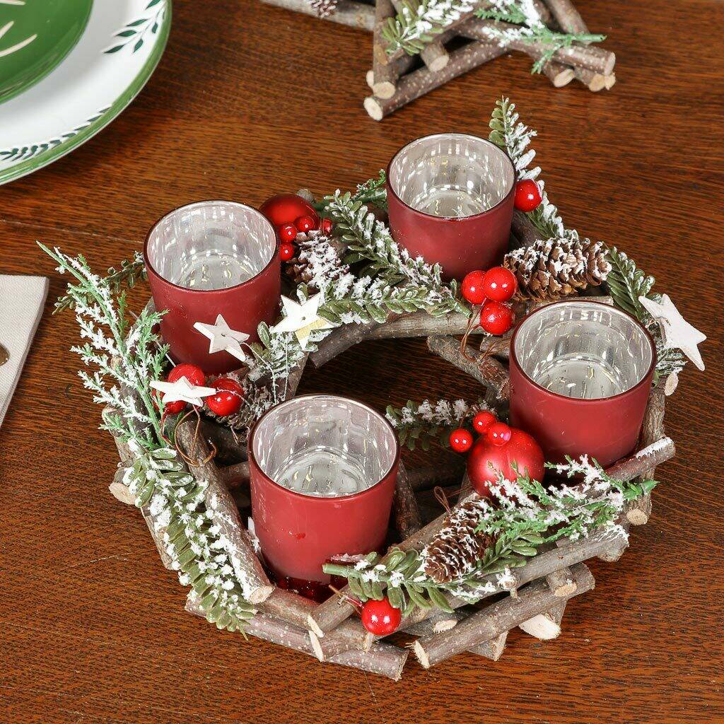 Natural Pine Cone Christmas Candle Holder Centrepiece By Dibor