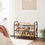 Black Three Tiers Shoe Rack With Adjustable Shelves, thumbnail 1 of 6