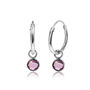 October Birthstone Hoop Earrings With Tourmaline Charm In Silver, thumbnail 1 of 4