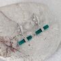 The T Bar Green Onyx Hoop Earrings, Silver, thumbnail 4 of 6