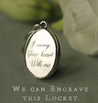 Personalised Sterling Silver Medium Oval Locket Necklace, 4 of 9