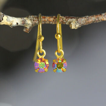 Aurora Borealis Crystal Drop Charm Earrings, 5 of 8