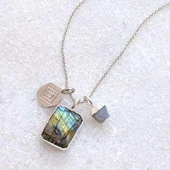 The Trio Labradorite Necklace, Silver, 4 of 9