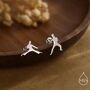 Mismatched Tiny Karate Stud Earrings In Sterling Silver, thumbnail 1 of 10