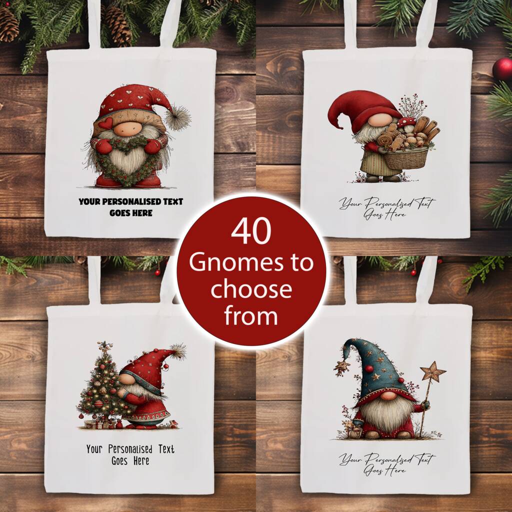 Personalised Christmas Gonk Gnome Tote Bag, 1 of 11