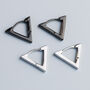 Sterling Silver Triangle Huggie Hoop Earrings, thumbnail 1 of 6