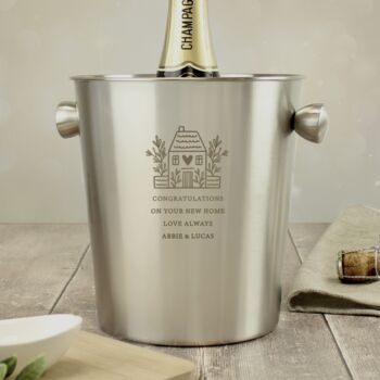 Personalised New Home Stainless Steel Ice Bucket, 5 of 5