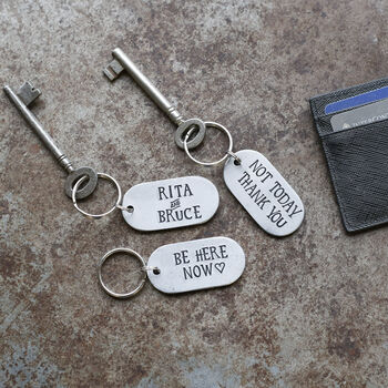 Personalised Iron Keyring Dog Tag Design, Hand Stamped, 4 of 7