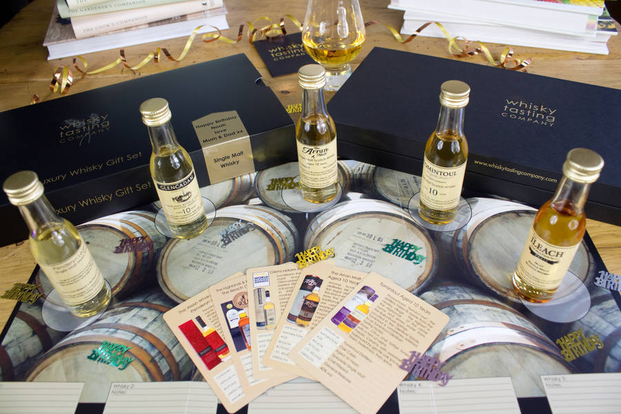 personalised five bottle whisky gift set by whisky tasting company ...