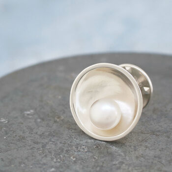 Silver Pearl Tie Pin. 30th Anniversary Gift For Him, 5 of 7