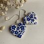 Blue Flower Ceramic Heart Earrings, thumbnail 1 of 10