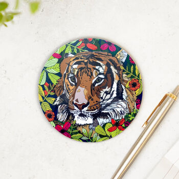 Round Coaster Wild Cat Tiger Heat And Stain Proof, 7 of 9