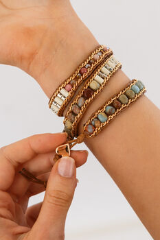 Bohemian Semi Precious Stone Wrap Bracelet Watch, 2 of 7